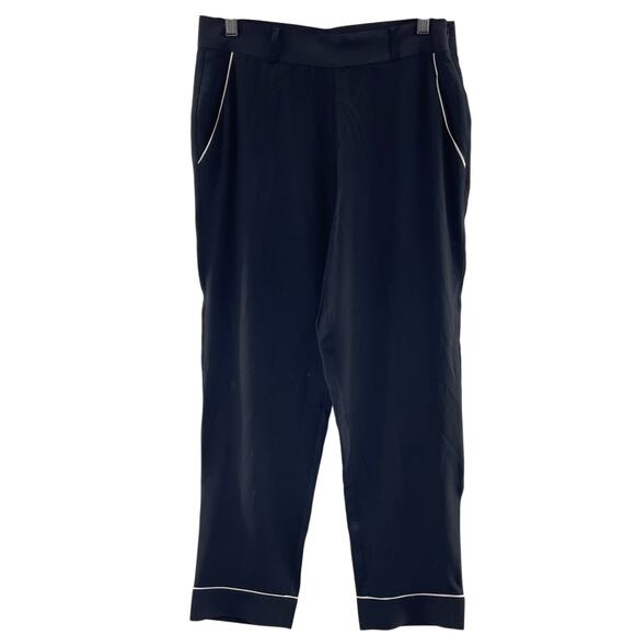 Sezane 100% Silk Lightweight Tapered Ankle Pants Contrast Edging Size 36 US 4 - Picture 1 of 12